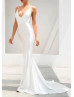 Spaghetti Straps Ivory Satin Backless Sexy Wedding Dress Spaghetti Straps Ivory Satin Backless Sexy Wedding Dress